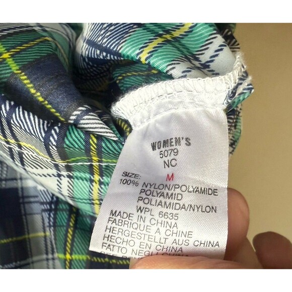 Woolrich Stash Away Rain Hooded  Jacket Green Plaid Size M - Picture 6 of 6